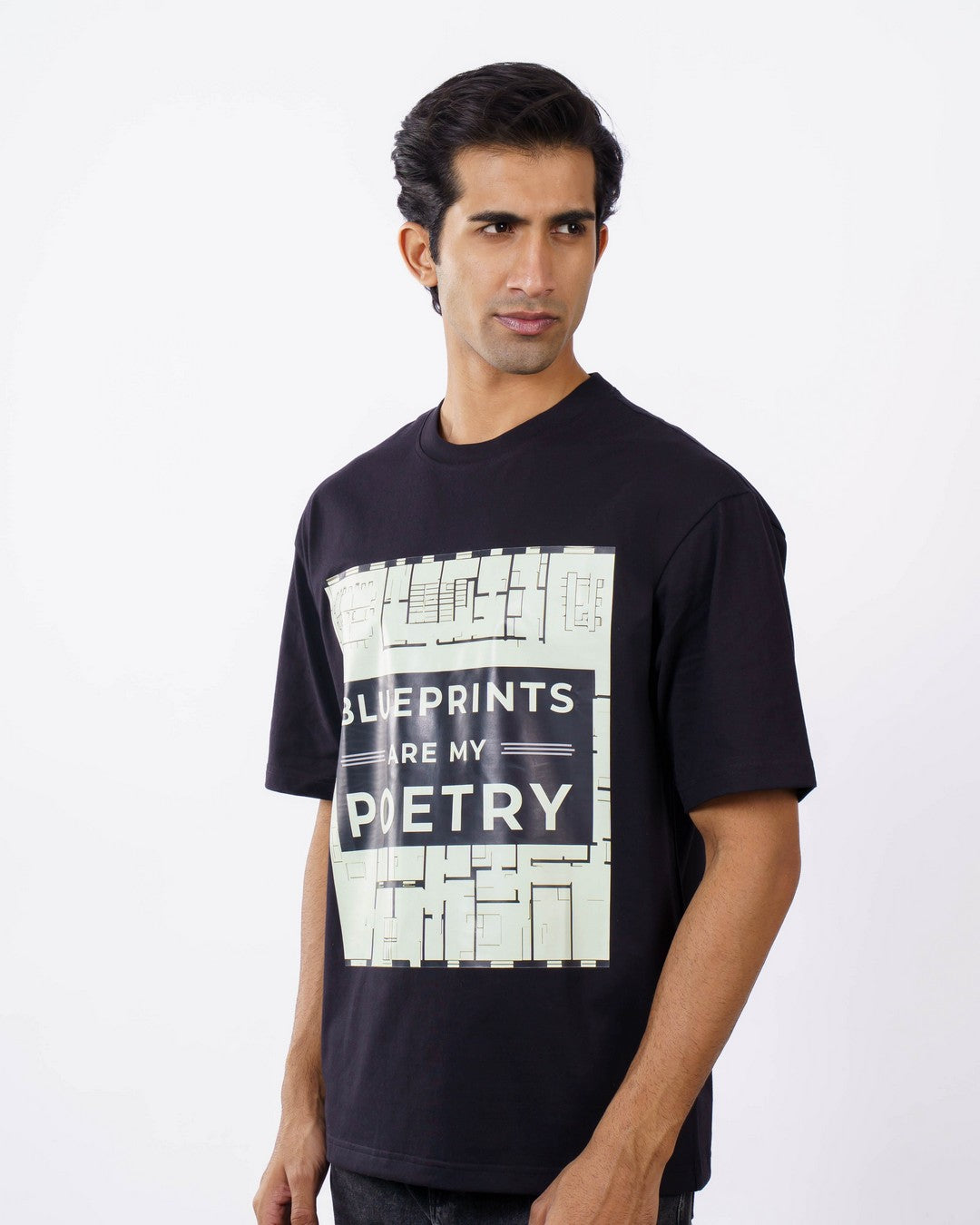 Blueprints Poetry Architect Oversized Printed Tshirt For Men 2