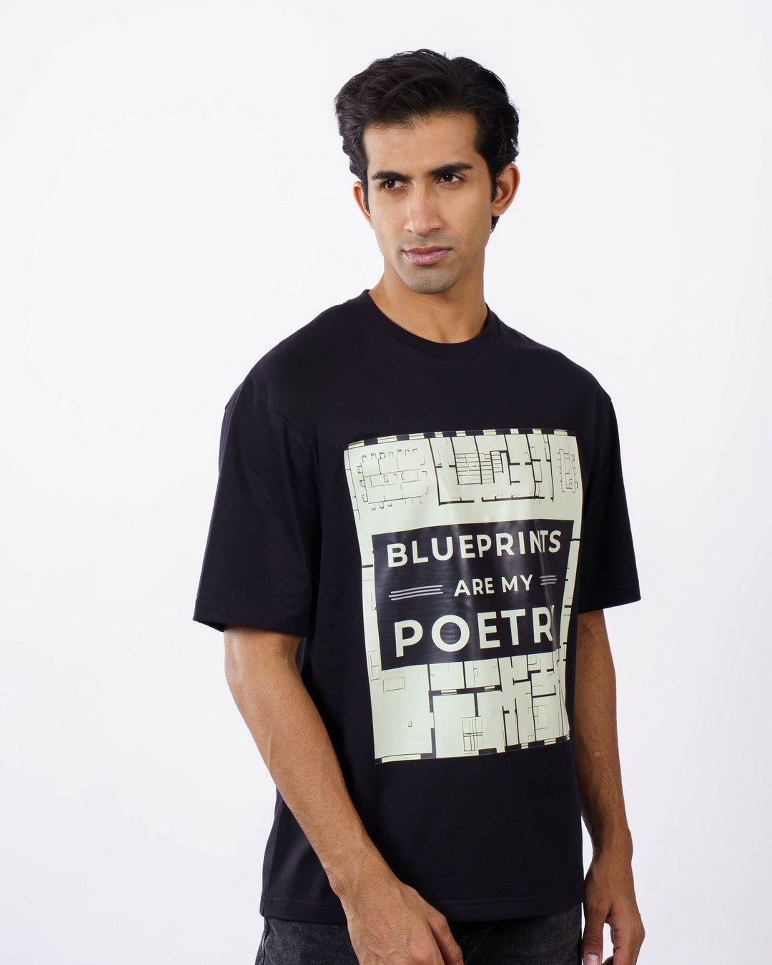 Blueprints Poetry Architect Oversized Printed Tshirt For Men 3