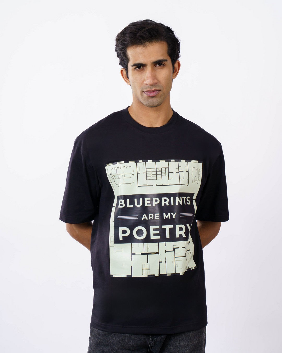 Blueprints Poetry Architect Oversized Printed Tshirt For Men 6