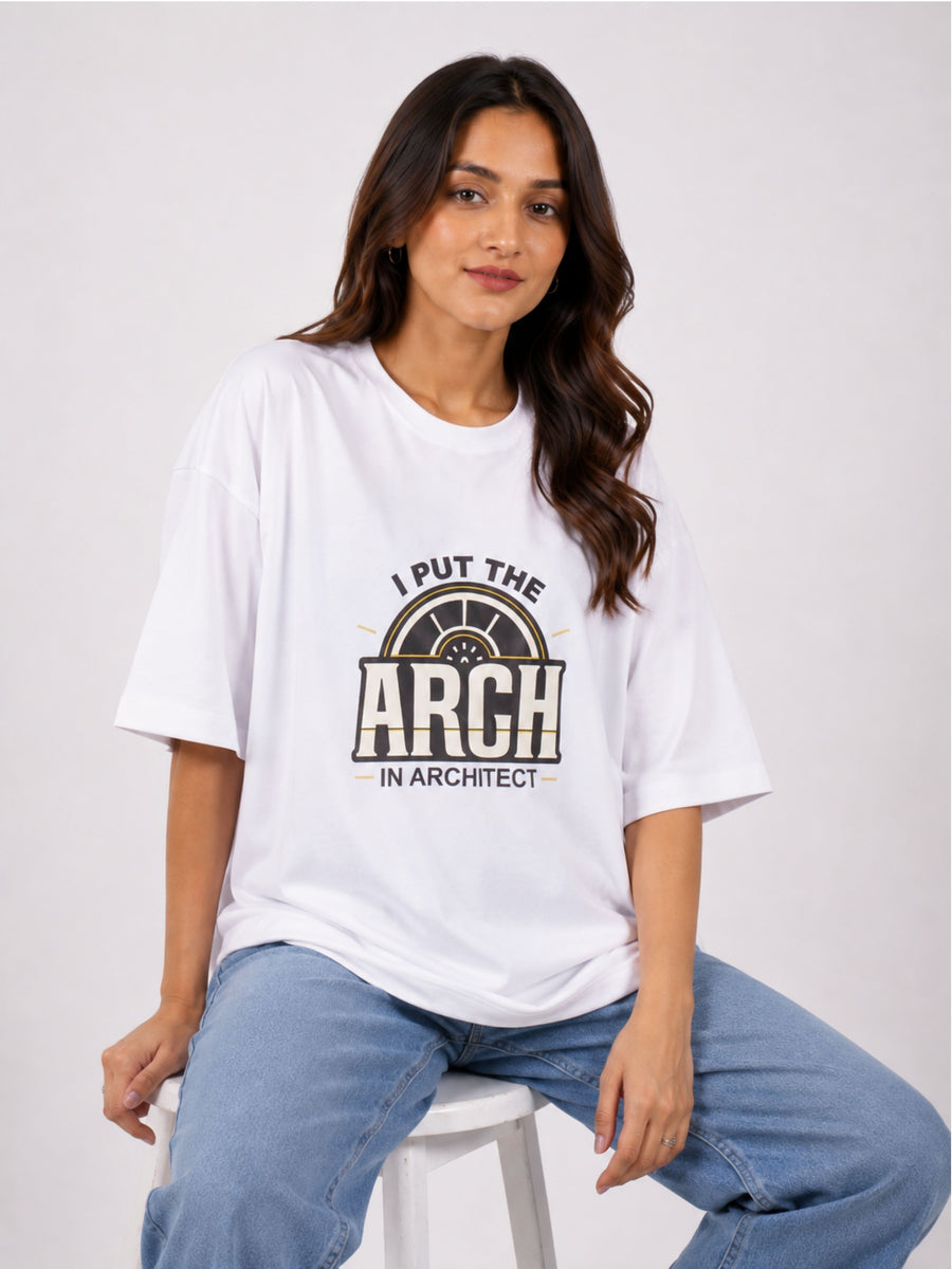 Black oversized fit Architect Quote Tshirt For Women with sales lifestyle graphic print