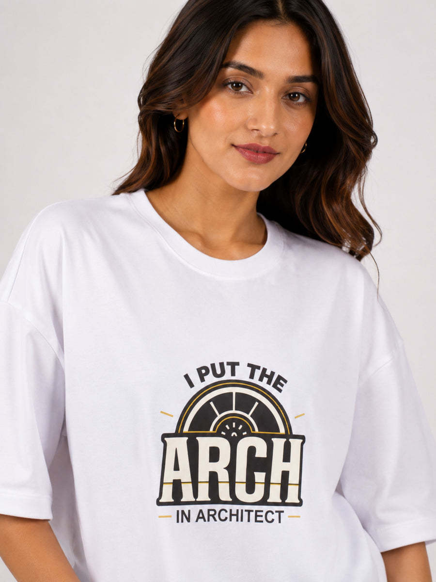 Black oversized fit Architect Quote Tshirt For Women with sales lifestyle graphic design