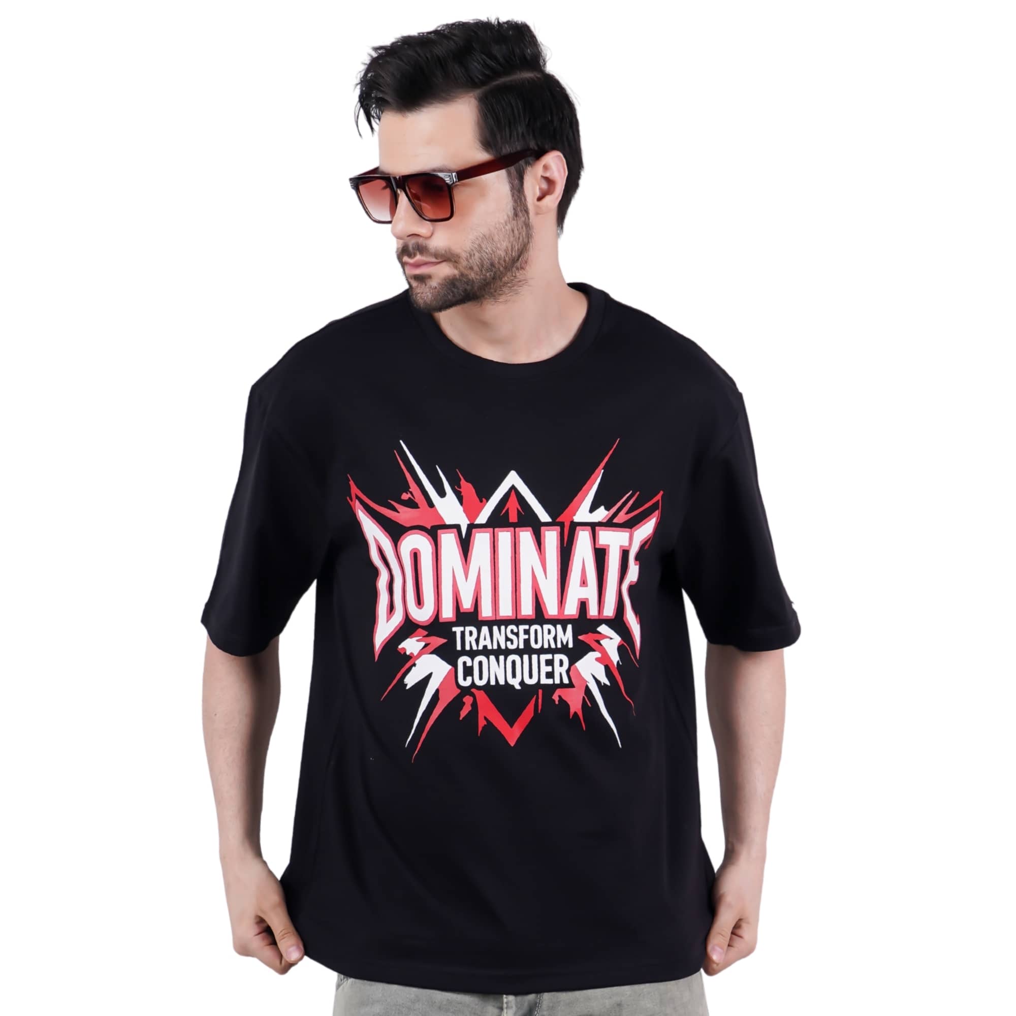 Gym Enthusiast T-shirt For Men oversized fit black t-shirt with dominate graphic print from Bandar Baant Collections