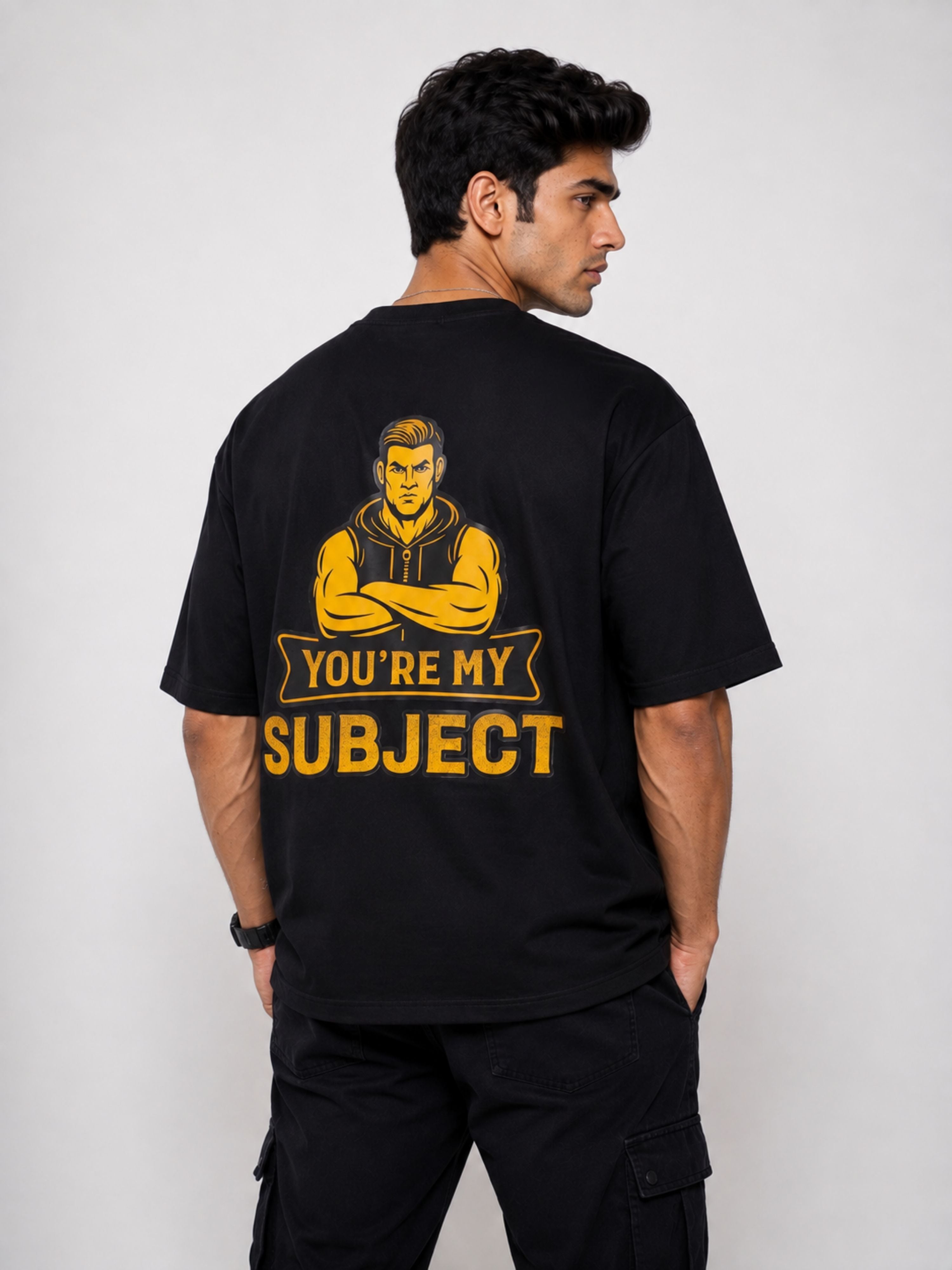 Bandar Baant Collections oversized fit black Gym Printed T shirts For Men with graphic text Youre My Subject