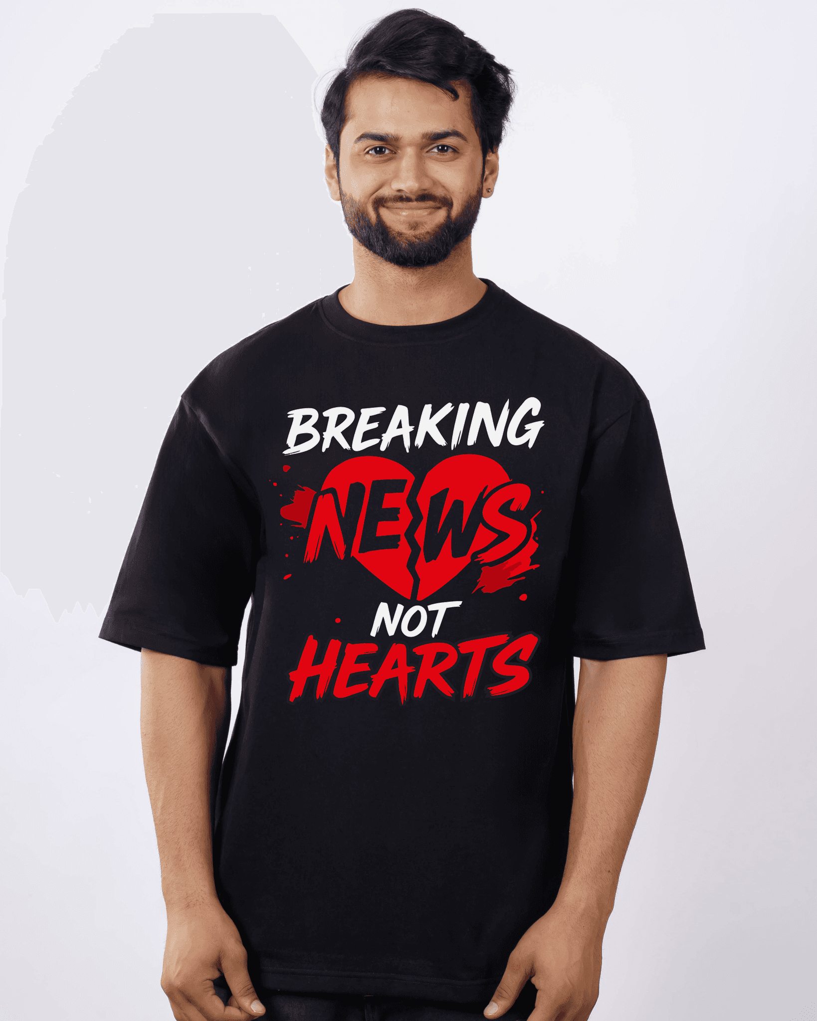 Breaking News Not Hearts Journalists Oversized T-shirt For Men 1