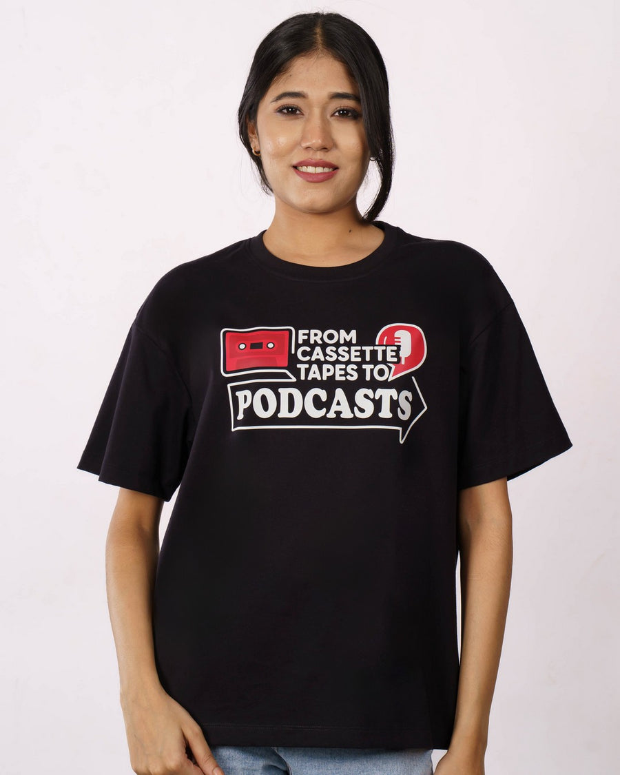 Cassette Podcasts Radio Jockey Oversized Tshirt For Women 2