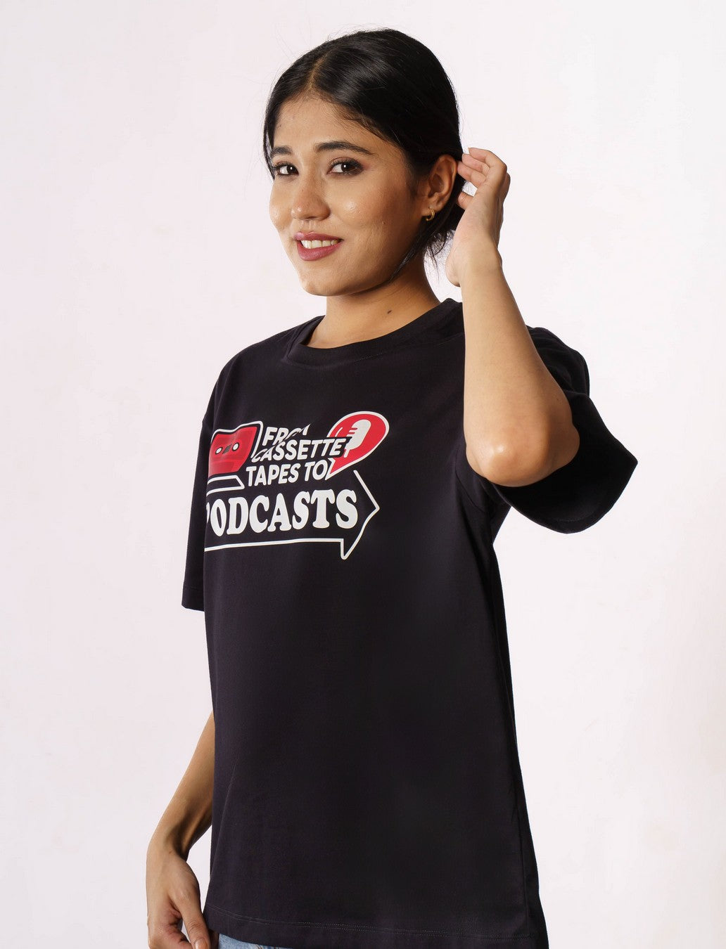 Cassette Podcasts Radio Jockey Oversized Tshirt For Women 4