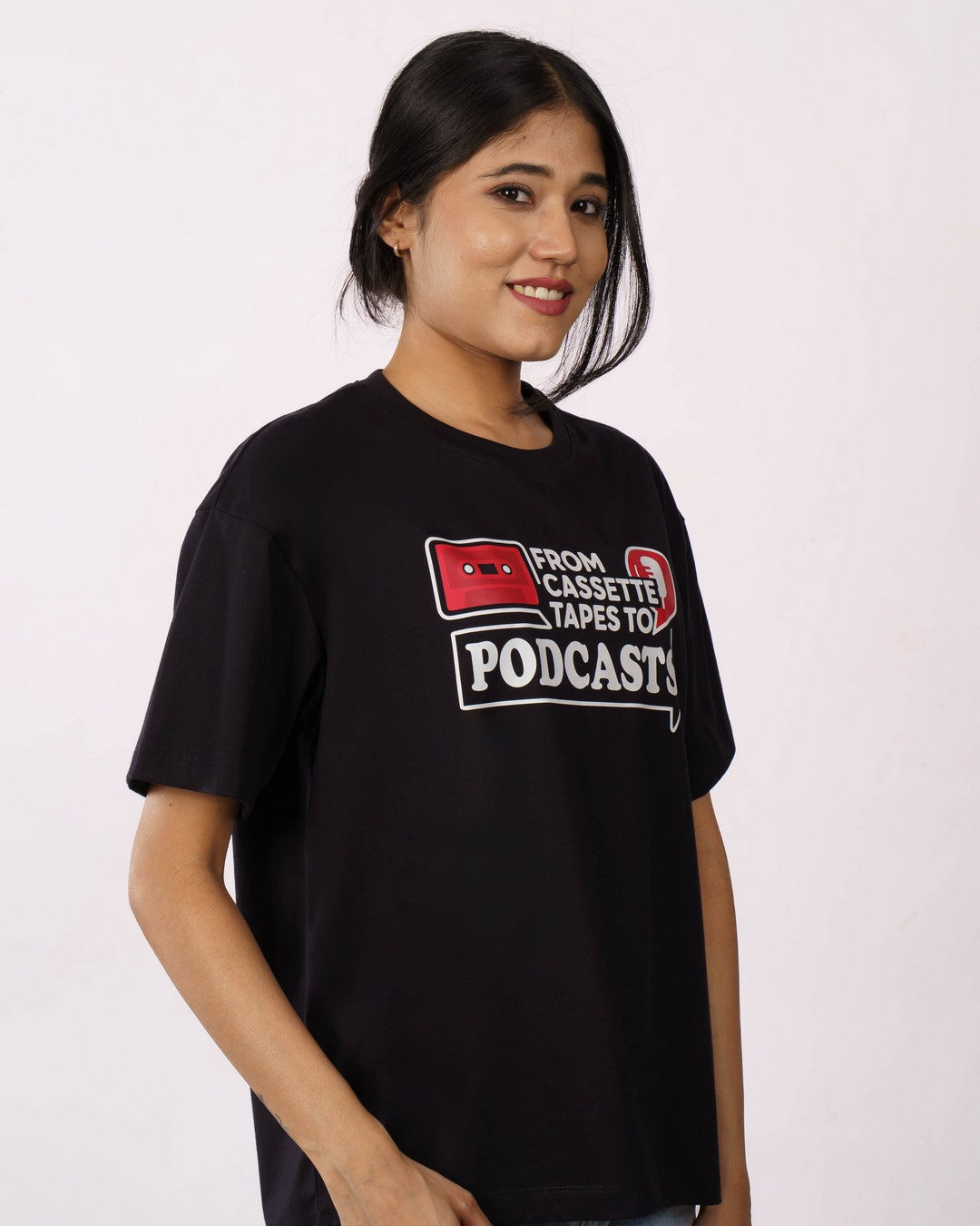 Cassette Podcasts Radio Jockey Oversized Tshirt For Women 5