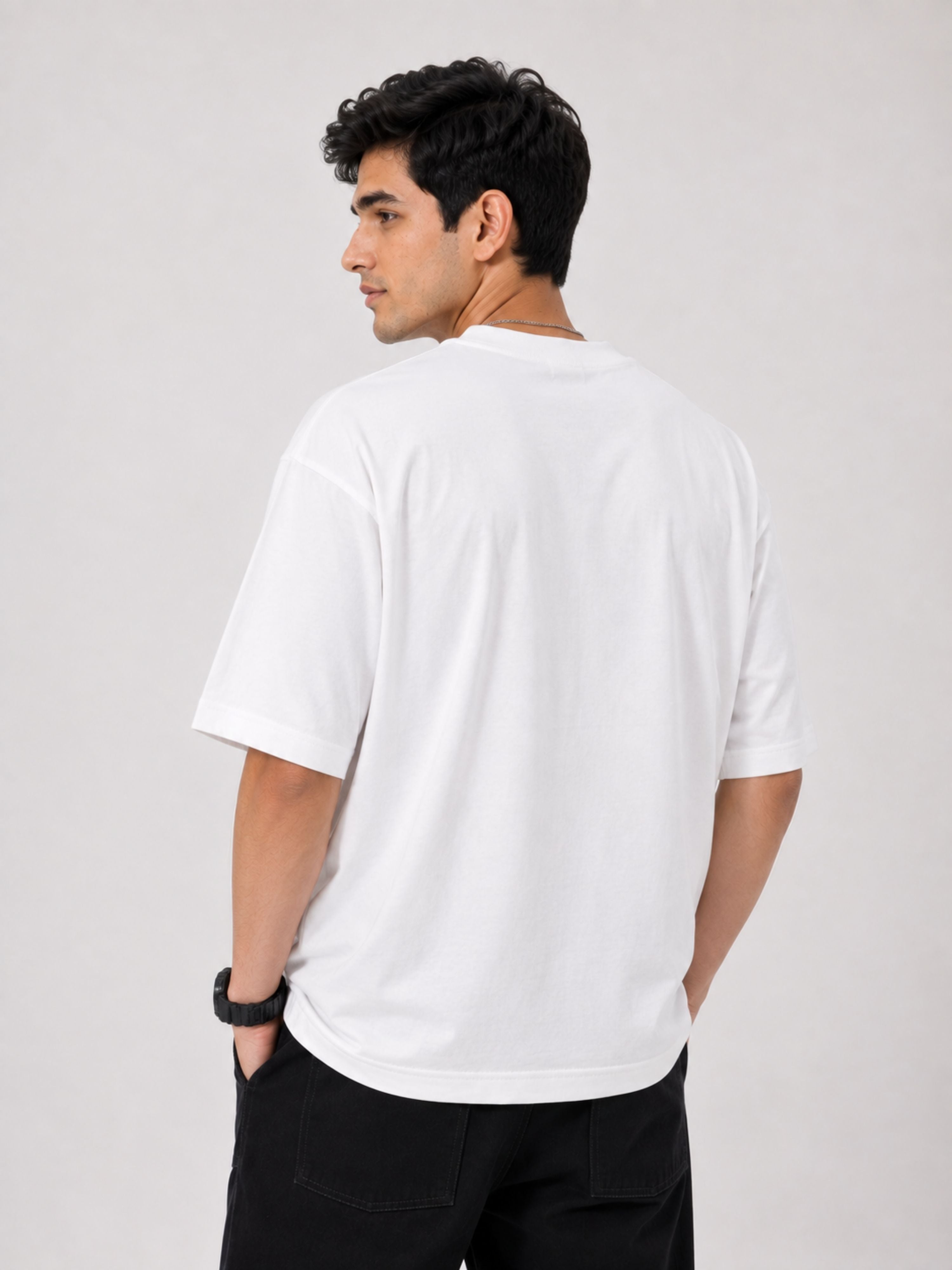 Back view of oversized fit white Chartered Accountant CA Tshirt For Men by Bandar Baant Collections