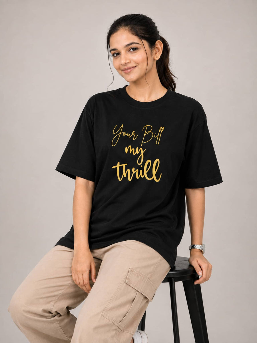 Black oversized fit Chartered Accountant Quote T-shirt For Women with sales lifestyle graphic print
