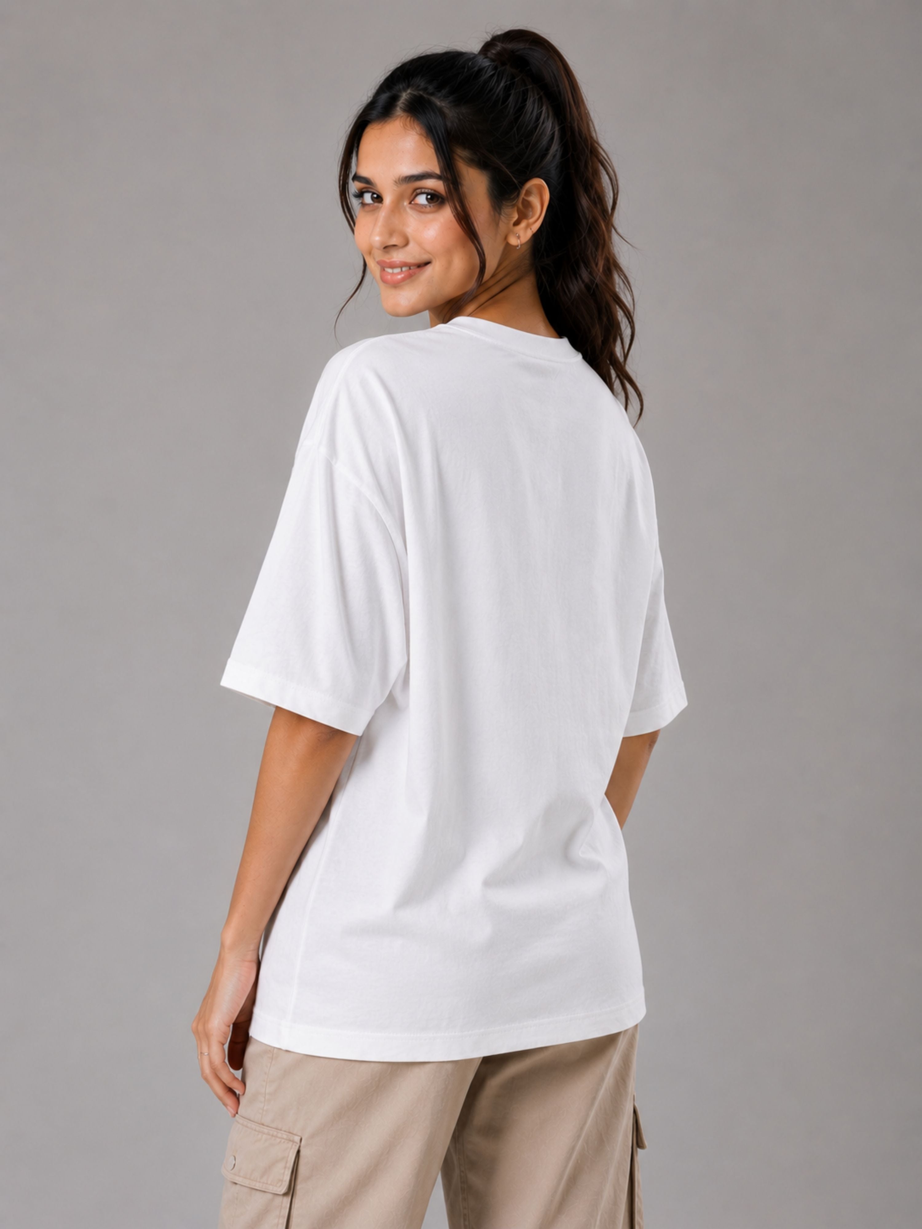 Bandar Baant Collections oversized fit white Chartered Accountant Trendy T-shirt For Women with short sleeves