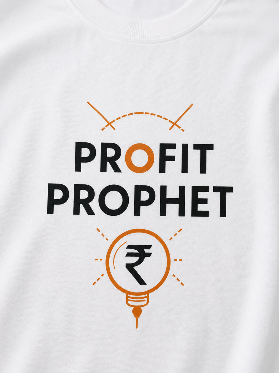 White oversized fit Tshirt from Bandar Baant Collections with Profit Prophet design Chartered Accountant Trendy T-shirt For Women