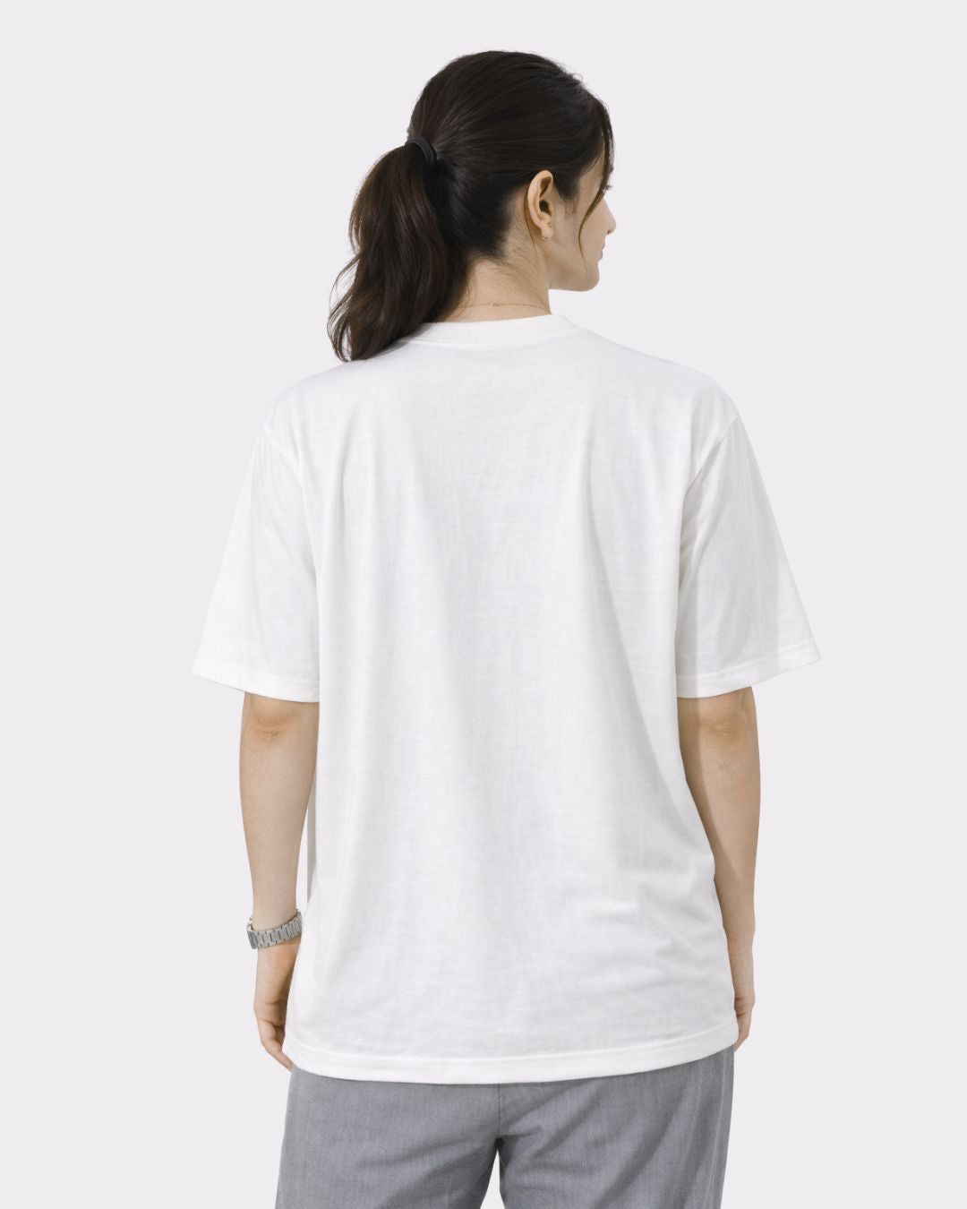 Back view of oversized fit white tshirt from Bandar Baant Collections for Chartered Accountant Trendy T-shirt For Women