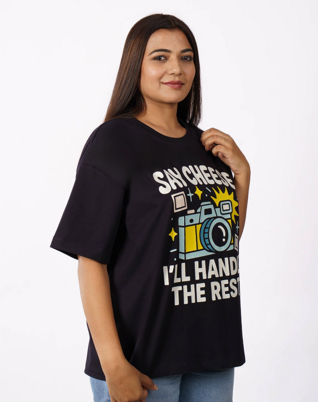 Cheese Dentist Oversized Printed Tshirt For Women 3