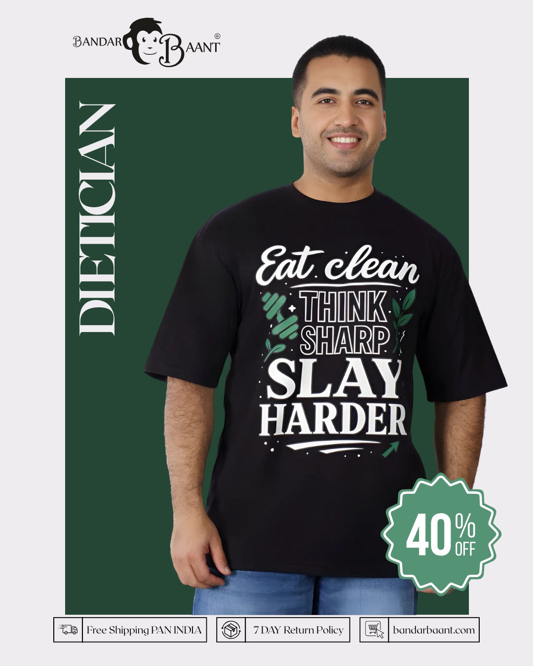 Clean Sharp Dietician Oversized Quote Tshirt For Men 6