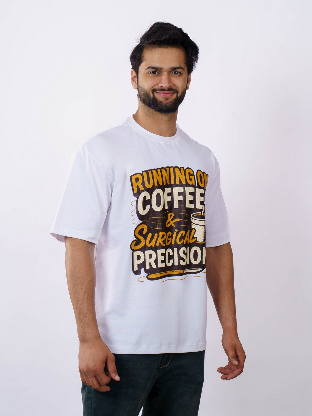Coffee Precision Surgeon Oversized Trendy Tshirt For Men 5