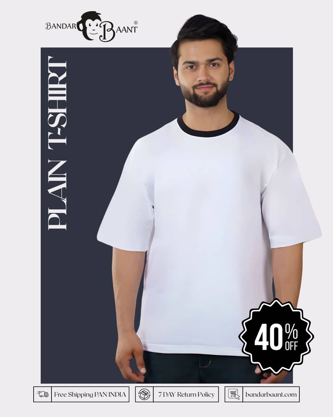 Cotton Terry Lycra Premium White Oversized T-Shirt for Men 5