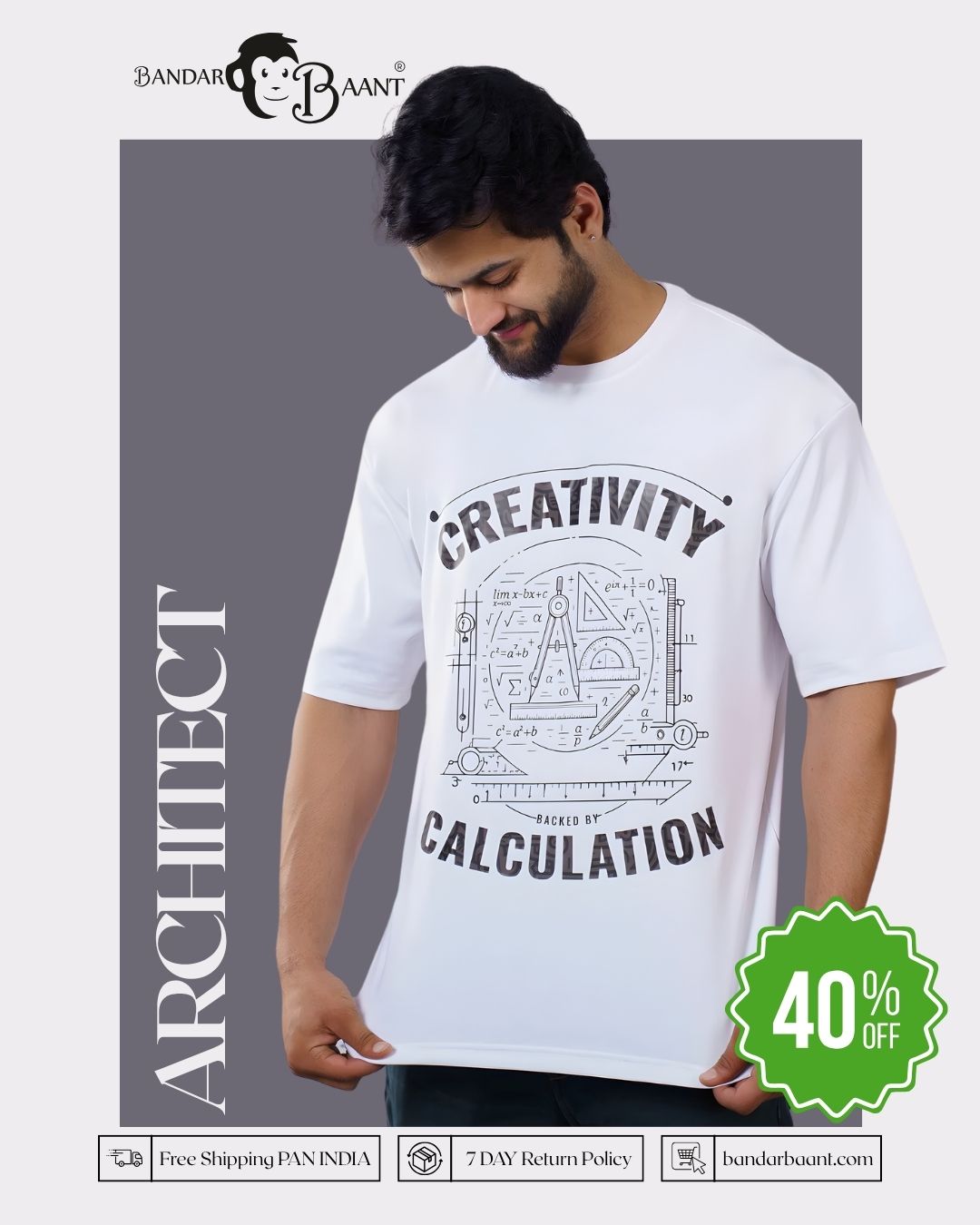 Creativity Backed Architect Oversized Tshirt For Men 6
