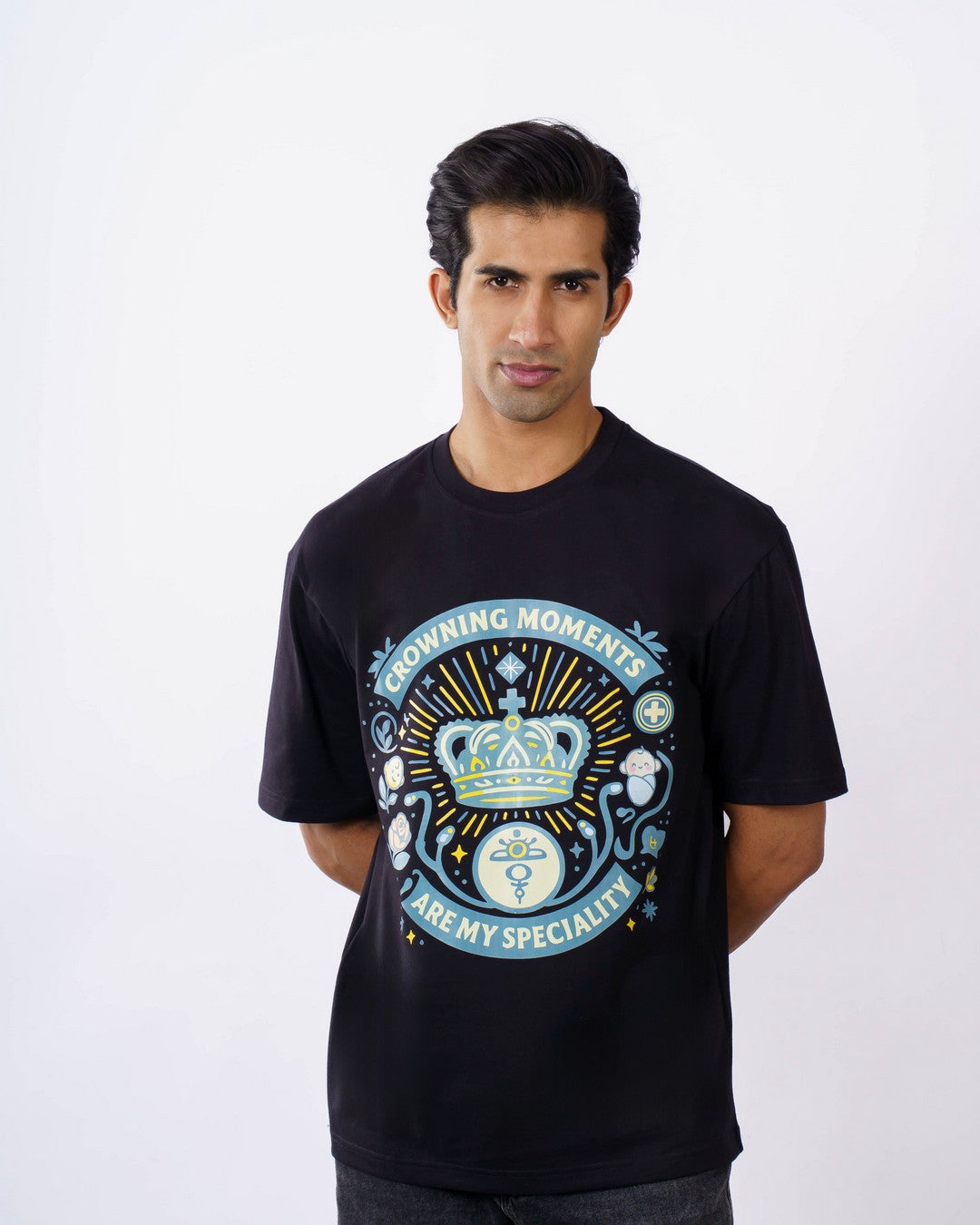 Crowning Moments Gynaecologist Oversized Tshirt For Men 4