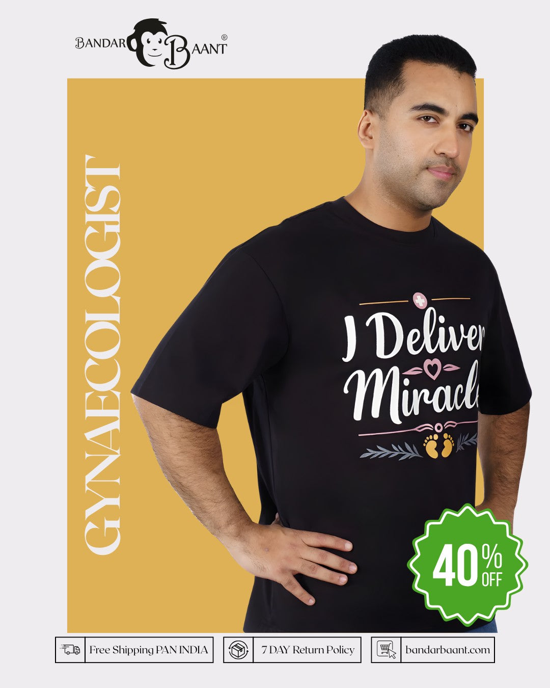 Deliver Miracles Gynaecologist Oversized Quote Tshirt For Men 6