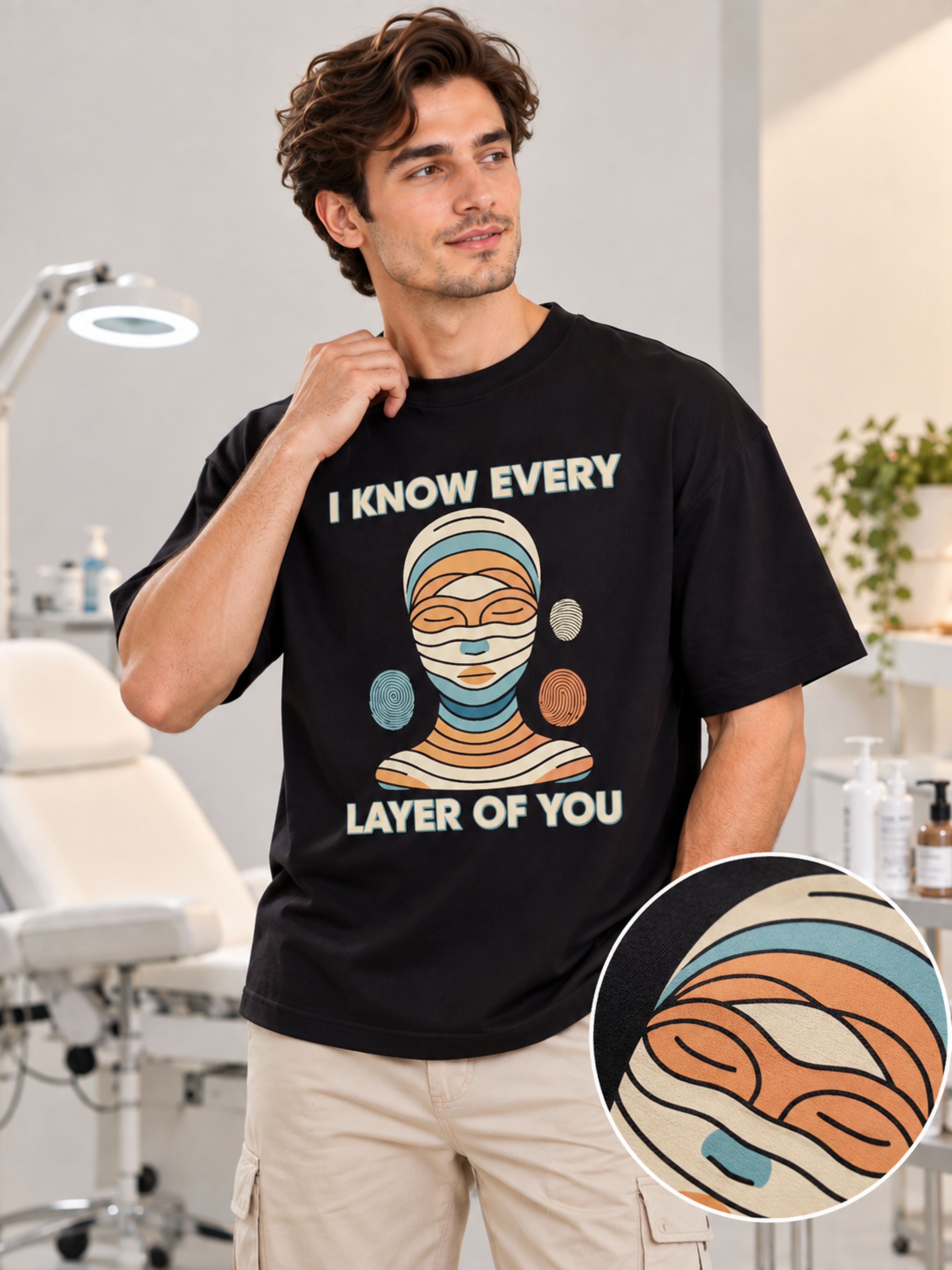 Bandar Baant Collections oversized fit Dermatologist T-shirt for Men in black with graphic print