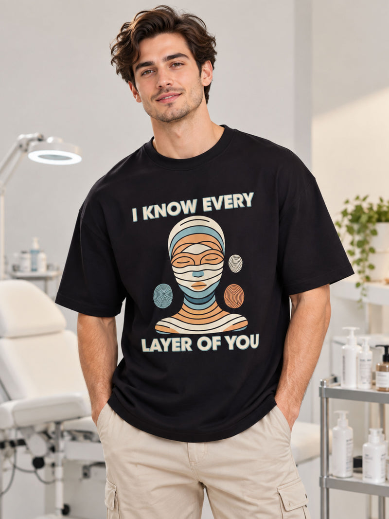 Bandar Baant Collections oversized fit Dermatologist T-shirt for Men with skin layers graphic print