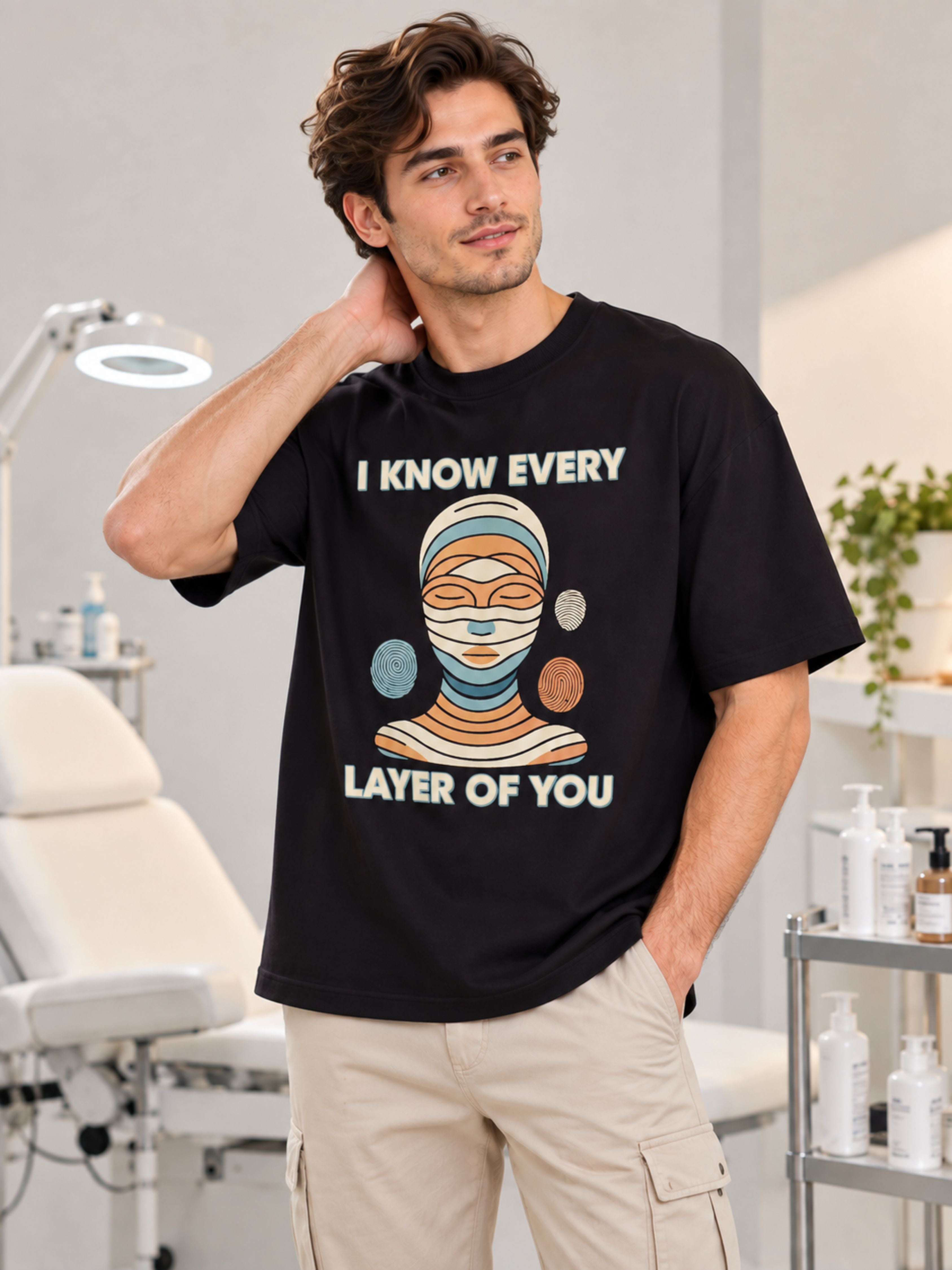 Bandar Baant Collections oversized fit Dermatologist T-shirt for Men in black with graphic design