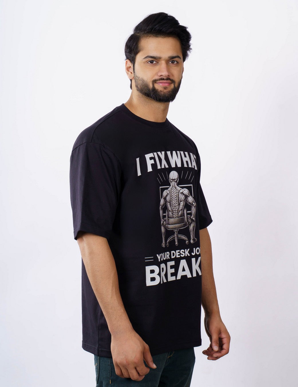 Desk Job Breaks Physiotherapist Oversized T-shirt For Men 2