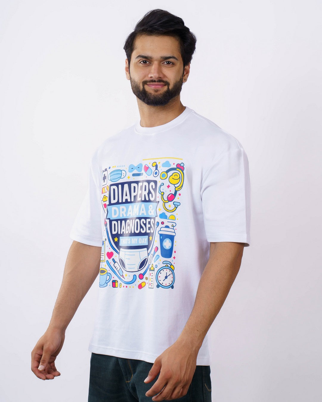 Diapers Paediatrician Oversized Graphic Tshirt For Men 2
