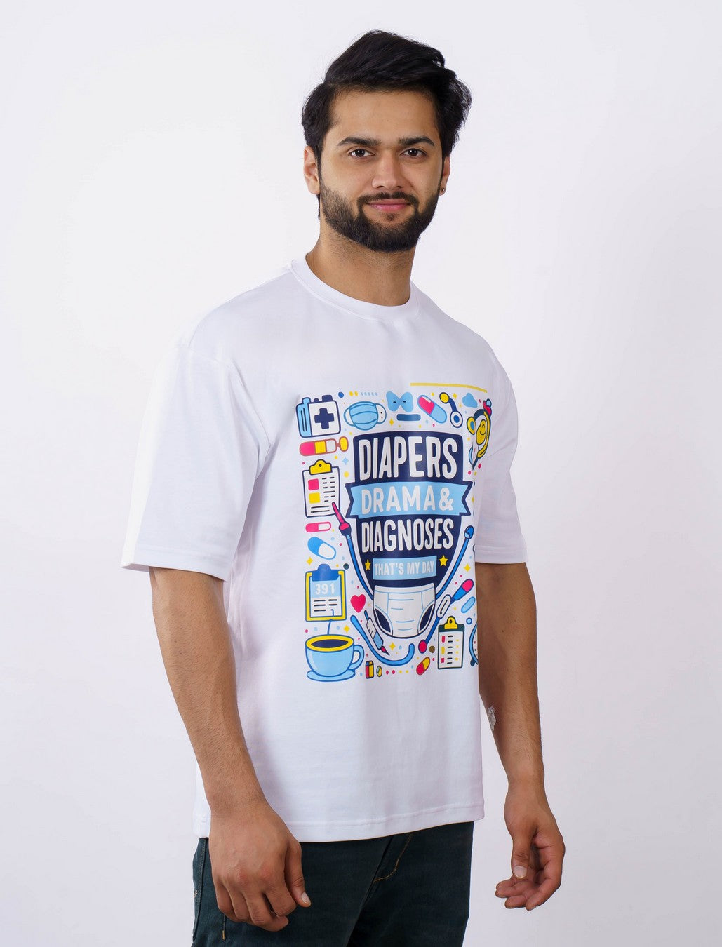 Diapers Paediatrician Oversized Graphic Tshirt For Men 3