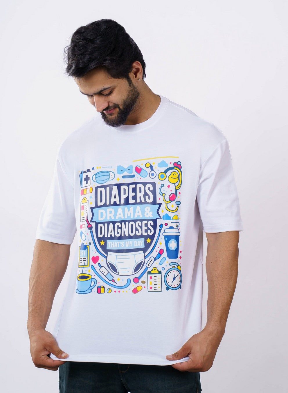 Diapers Paediatrician Oversized Graphic Tshirt For Men 4