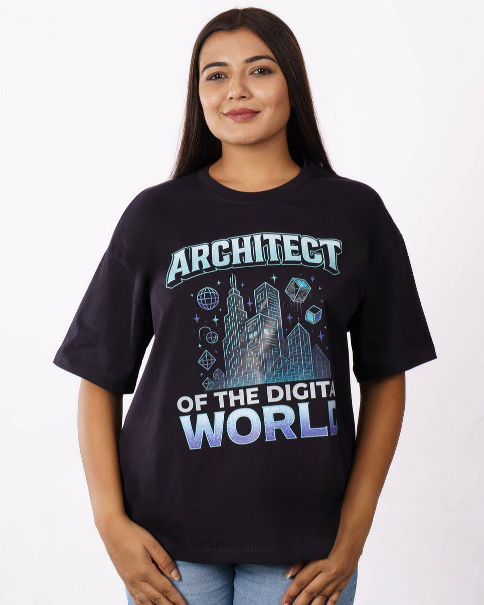 Digital World App Developer Oversized Tshirt For Women 1
