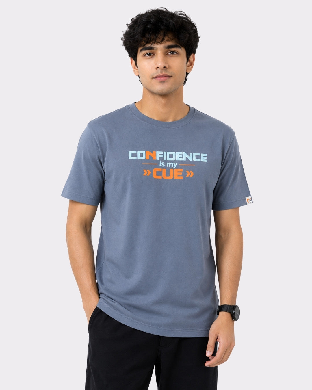 Regular Fit T-shirt For Men For Anchors blue crew neck confidence graphic tee by Bandar Baant Collections