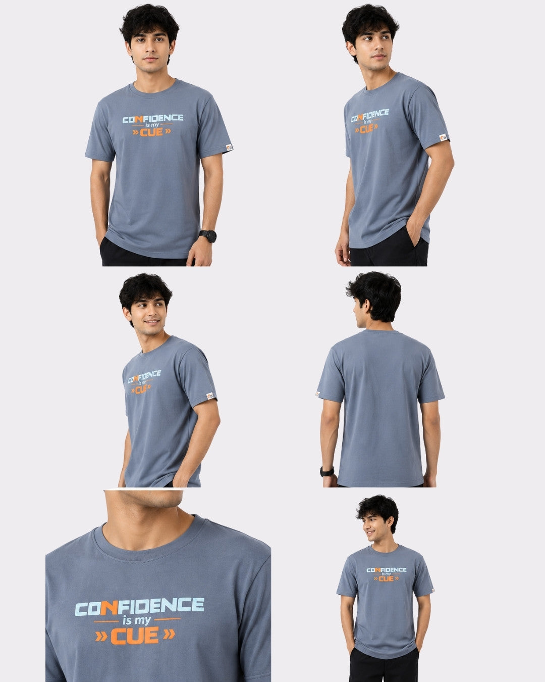 Regular Fit T-shirt For Men For Anchors by Bandar Baant Collections in blue with confidence print