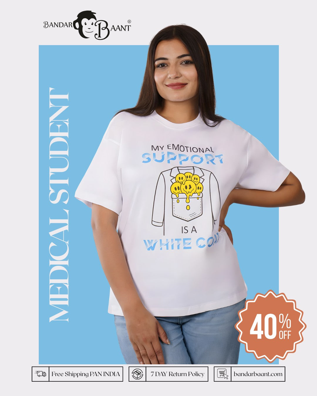 Emotional Support Medical Student Oversized Tshirt For Women 6