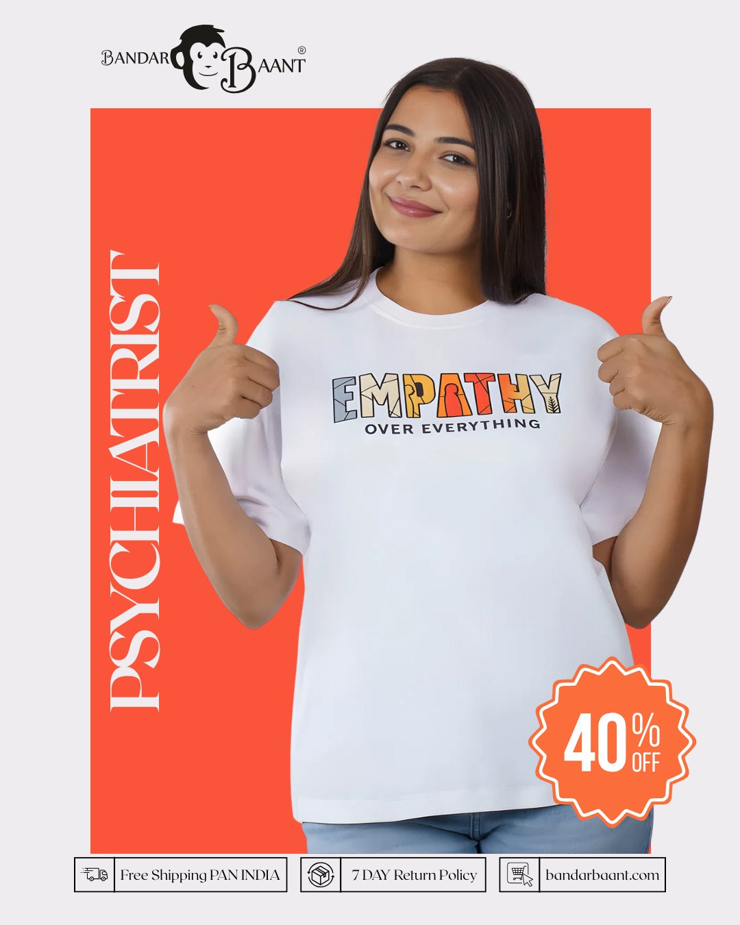 Empathy Psychiatrist Oversized Quote Tshirt For Women 6