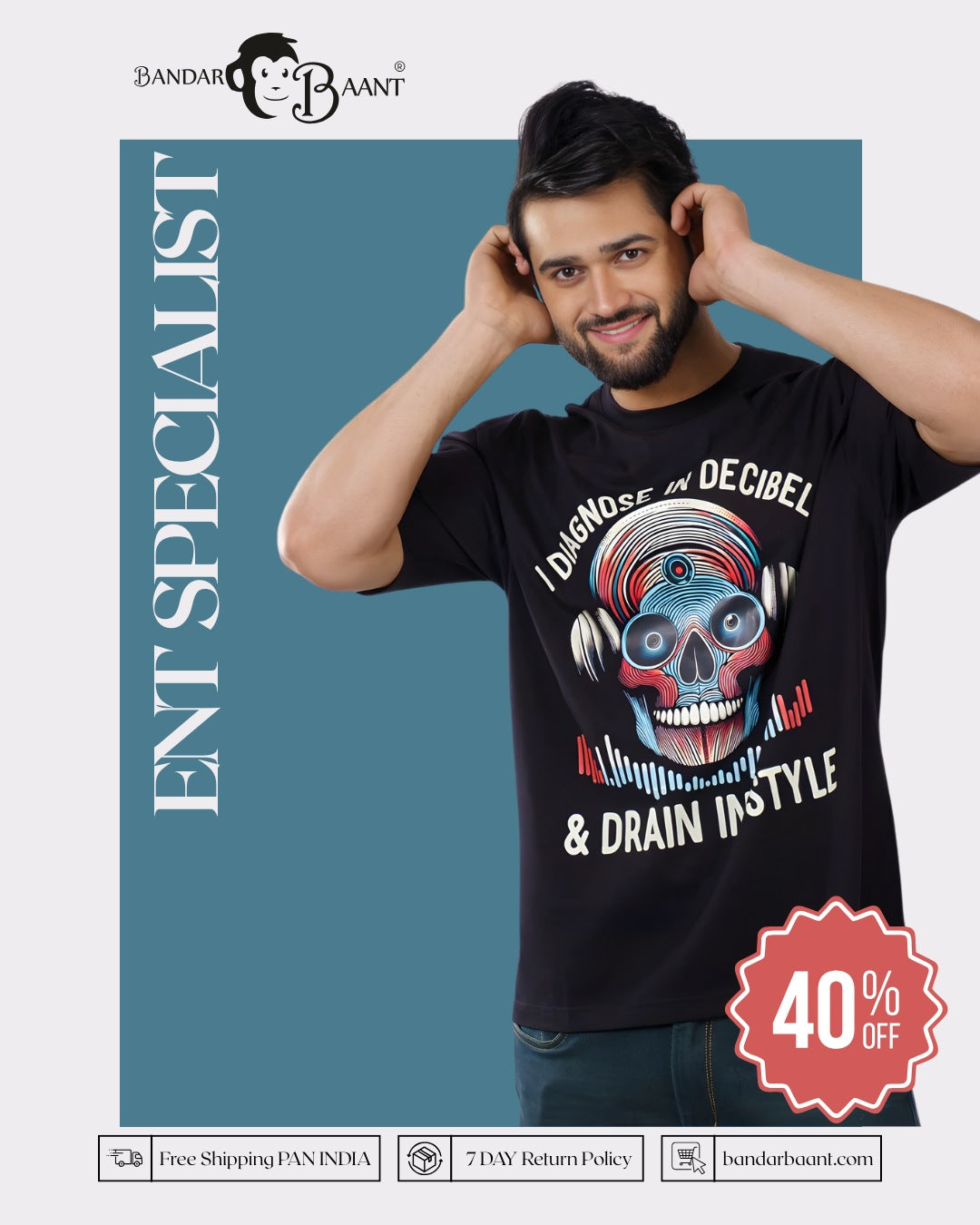 ENT Specialist Oversized Tshirt For Men 7 By Bandar Baant Collections