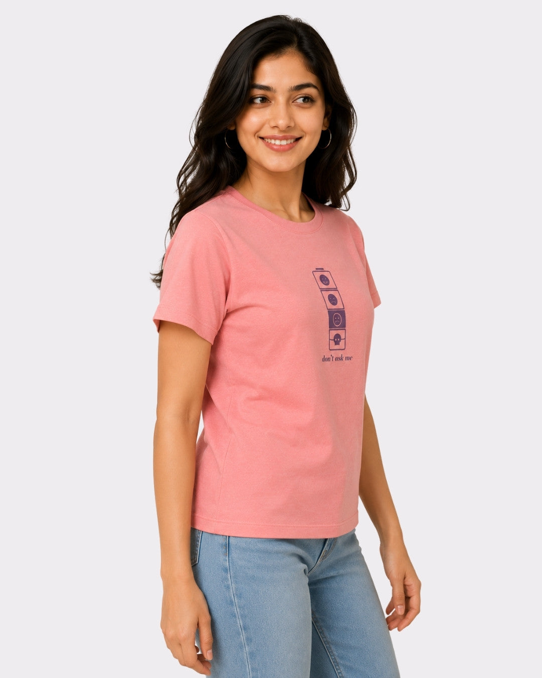 Regular Fit T-shirt For Women Pink Color by Bandar Baant Collections with short sleeves and graphic print