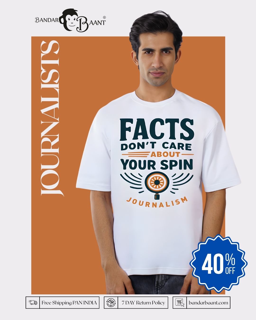 Facts Care Spin Journalists Oversized T-Shirt For Men 2