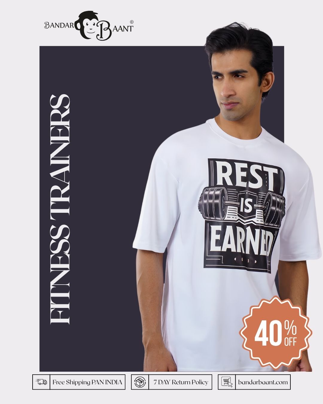 Fitness Trainers Rest is earned Oversized Tshirt For Men 6