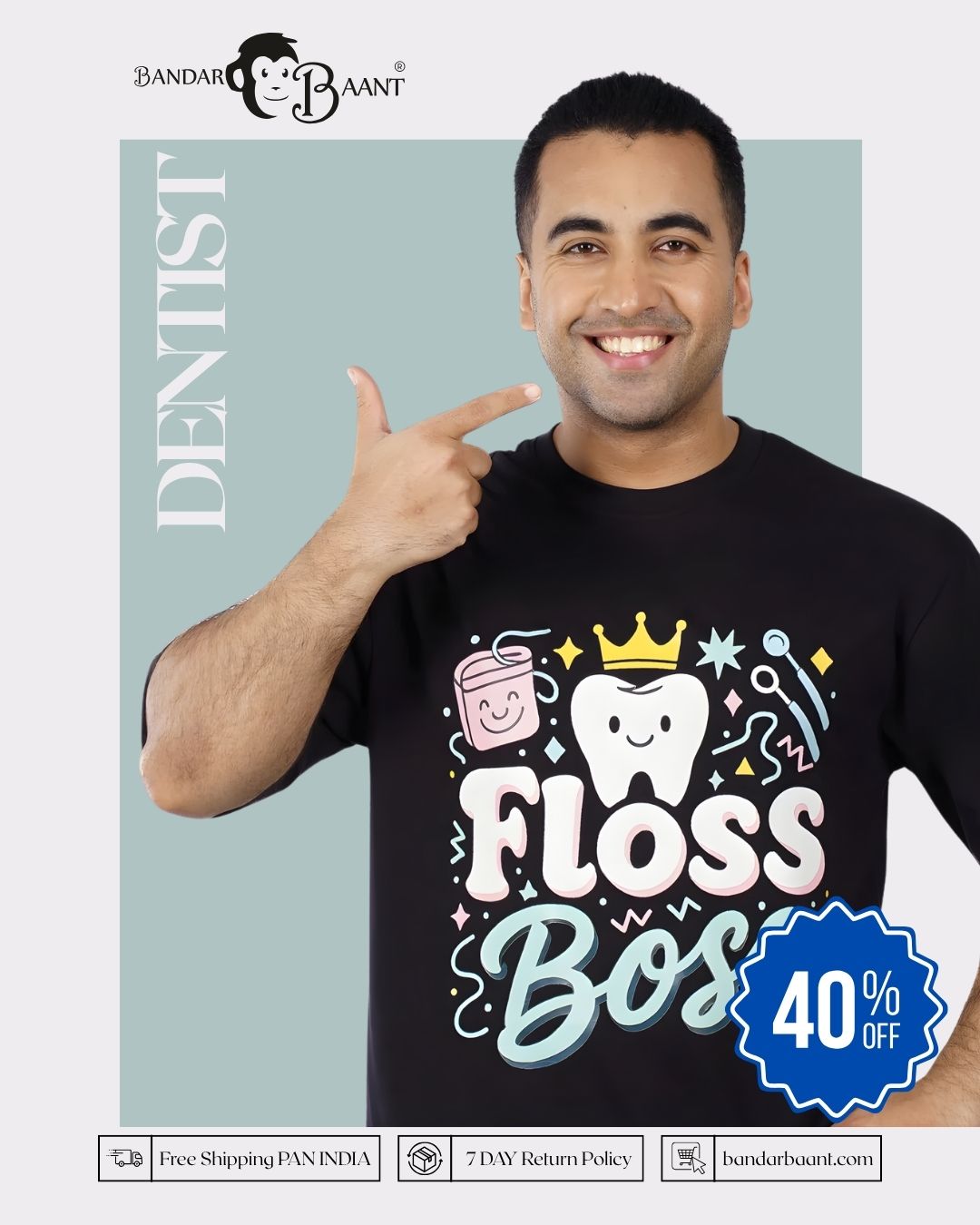 Floss Boss Dentist Oversized Printed T-shirt For Men 6