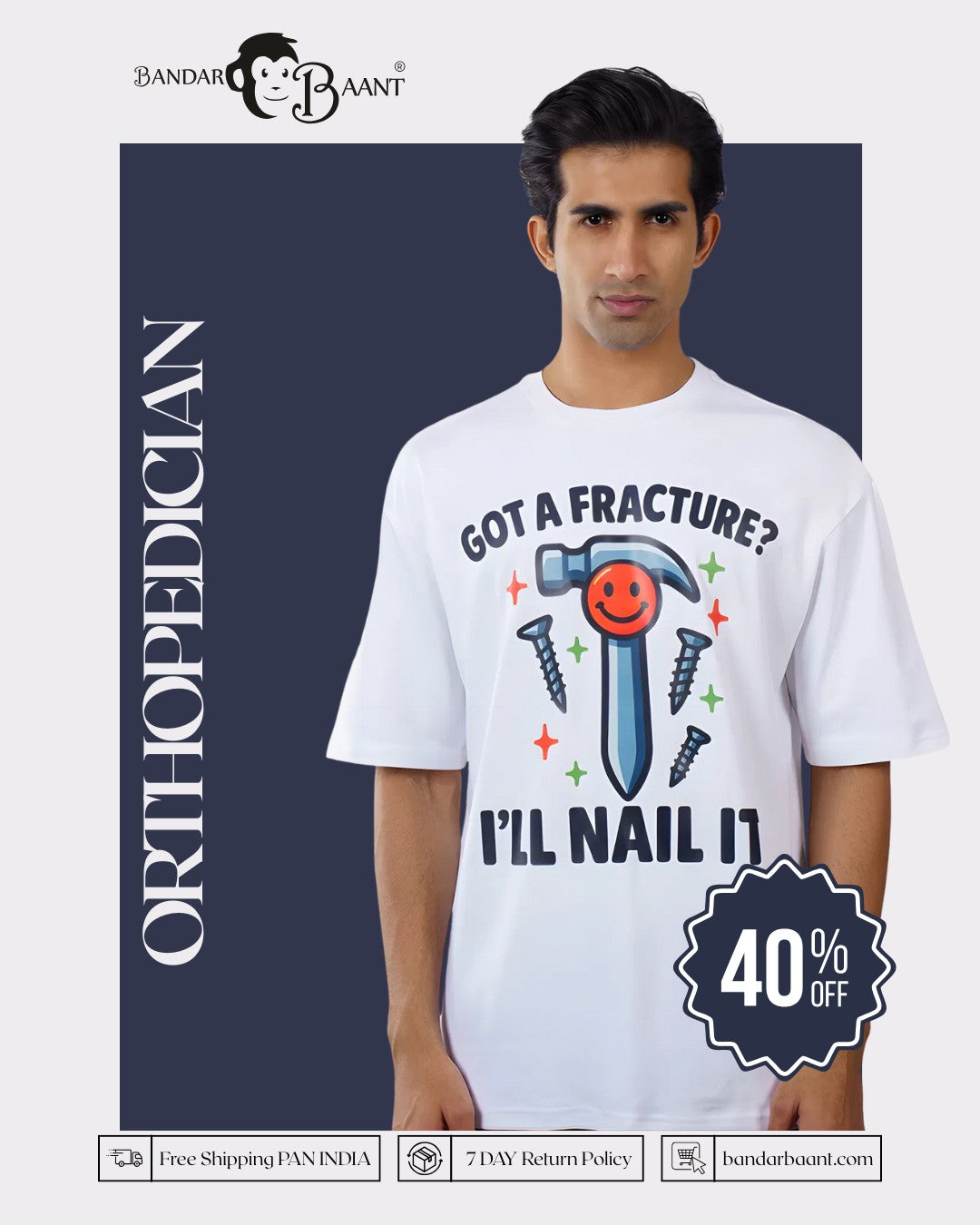 Fracture Nail It Orthopedician Oversized T-shirt For Men 6