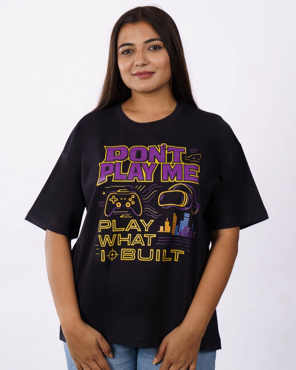 Game Developer Printed Tshirt For Women oversized fit black tshirt with gaming controller design