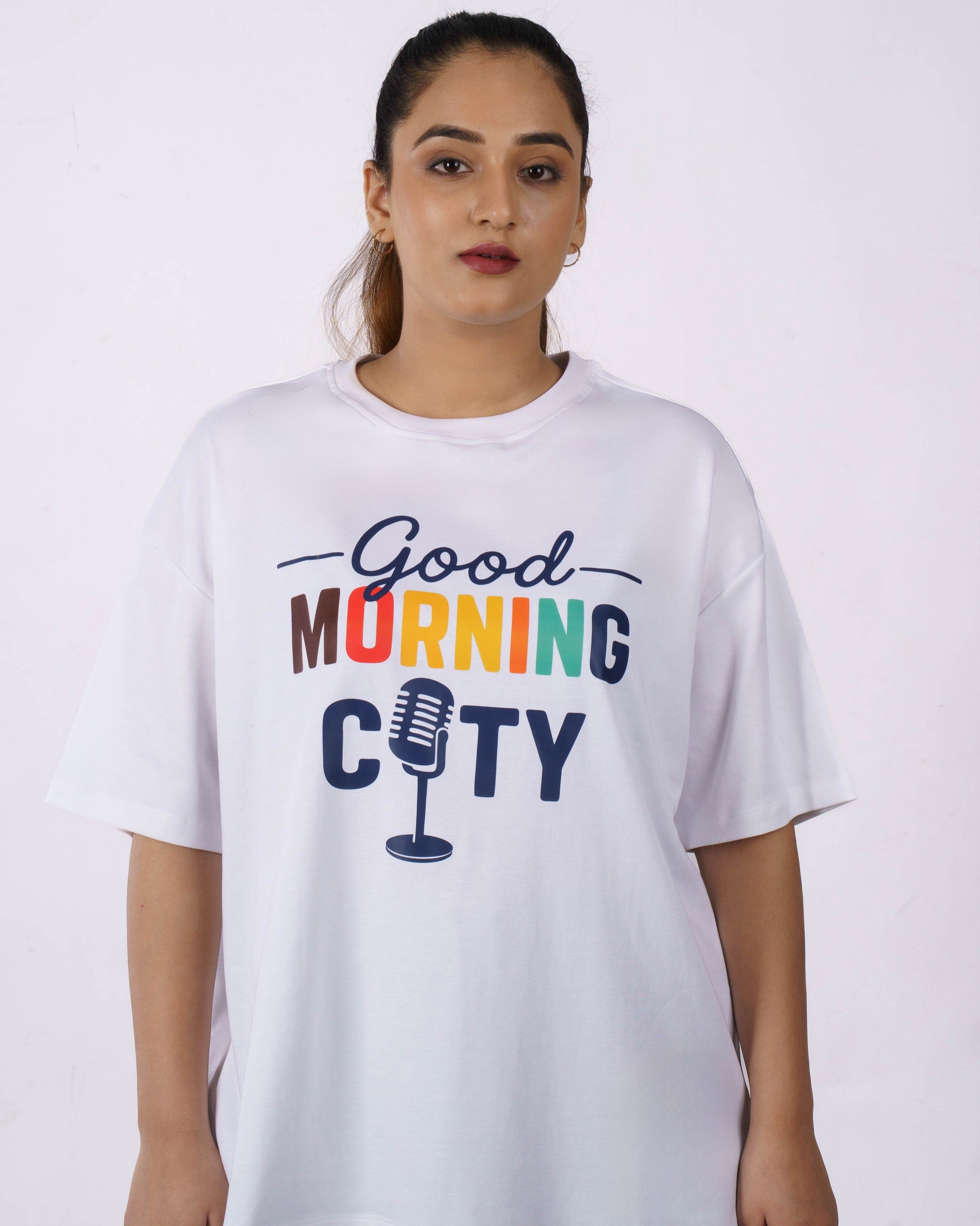 Good Morning Radio Jockey Oversized Tshirt For Women 1