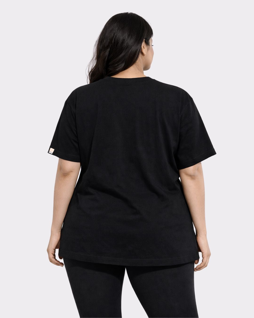 Black Gym Enthusiast Oversized Trendy T-shirt For Women from Bandar Baant Collections shown from back