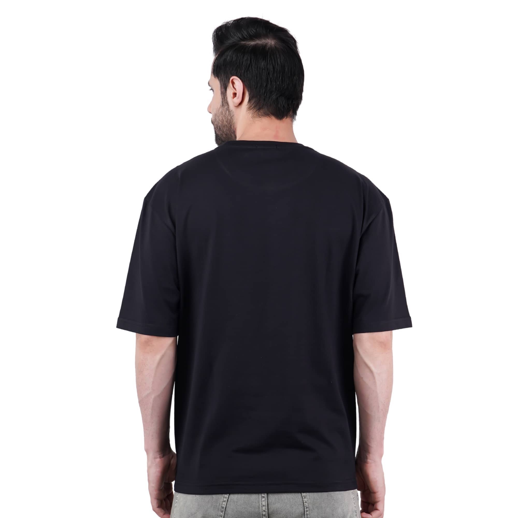 Back view of black oversized fit Tshirt by Bandar Baant Collections Gym Enthusiast Trendy T-shirt For Men