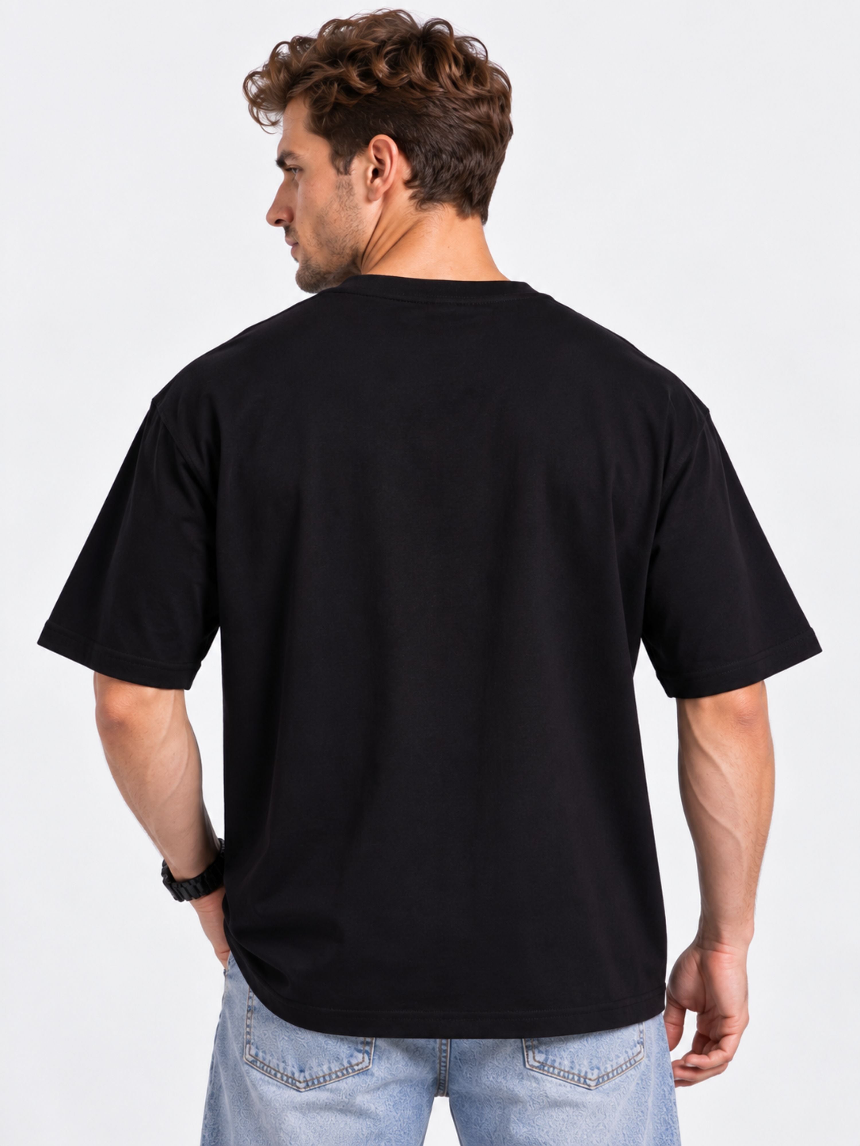 Black oversized fit Tshirt from Bandar Baant Collections Gym Enthusiast Trendy T-shirt For Men