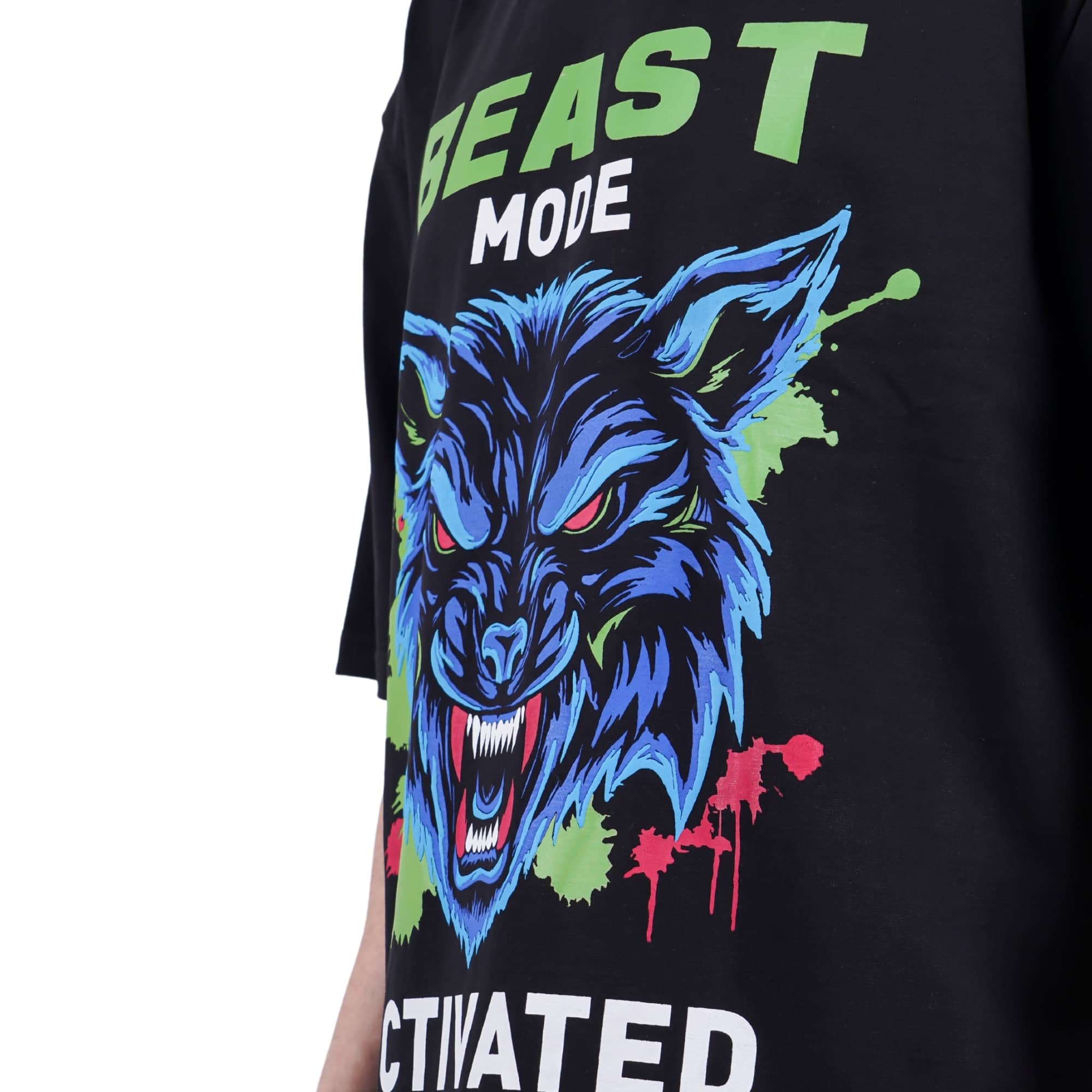 Bandar Baant Collections oversized fit black Gym Enthusiast Trendy T-shirt For Men with colorful beast mode graphic