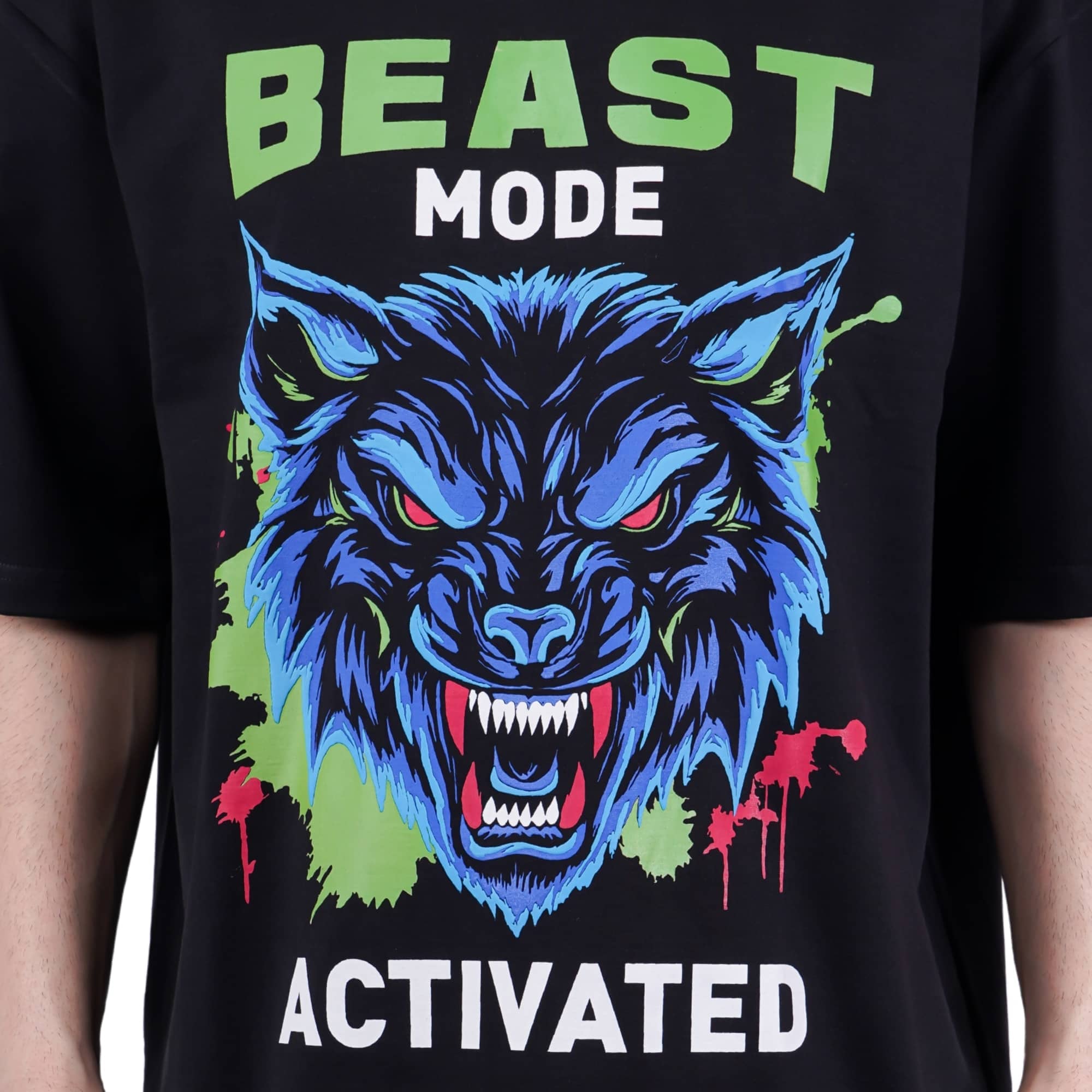 Bandar Baant Collections oversized fit Tshirt with Beast Mode Activated wolf graphic Gym Enthusiast Trendy T-shirt For Men