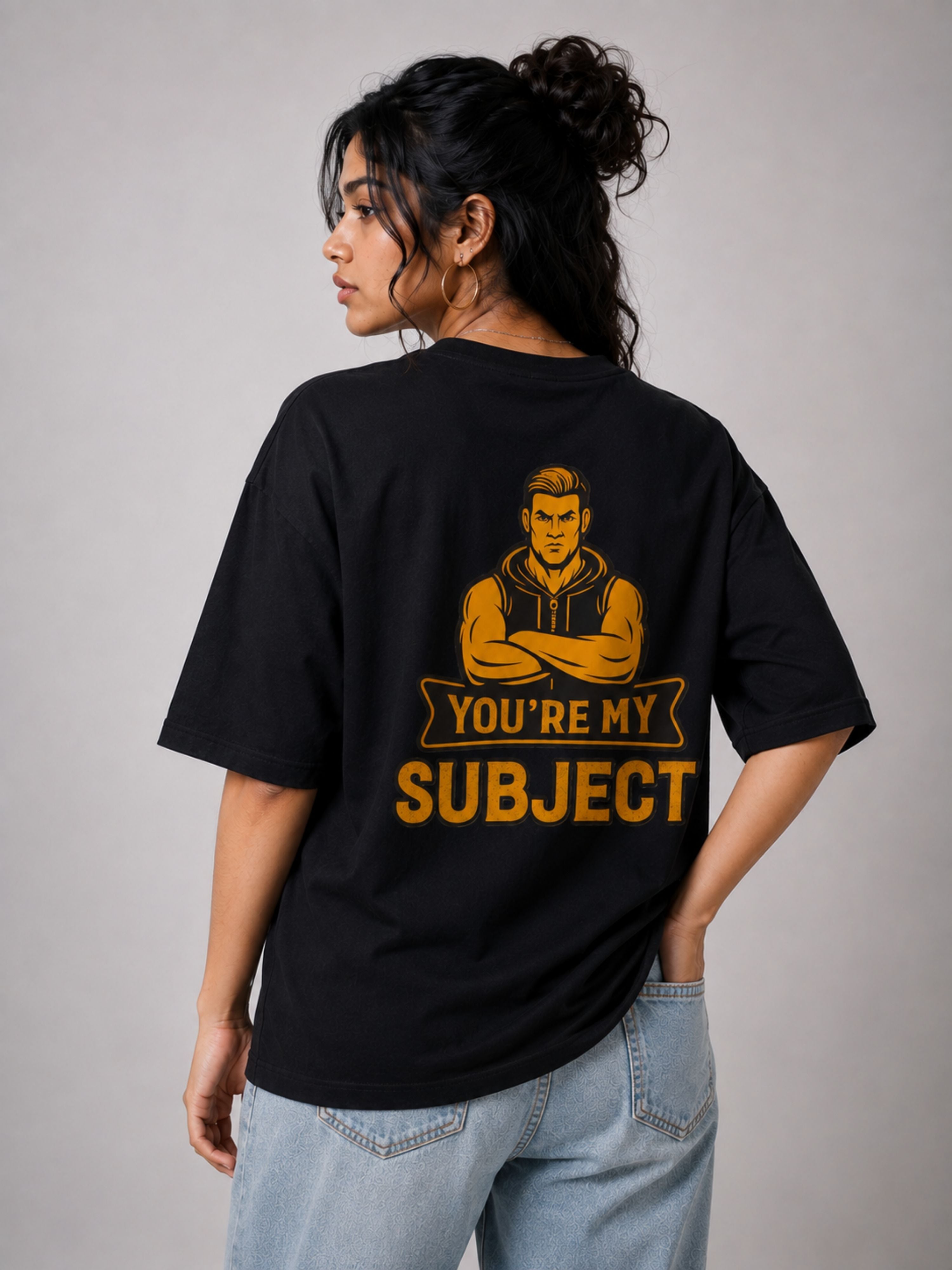 Oversized fit Gym T-shirt For Women in black with graphic print from Bandar Baant Collections