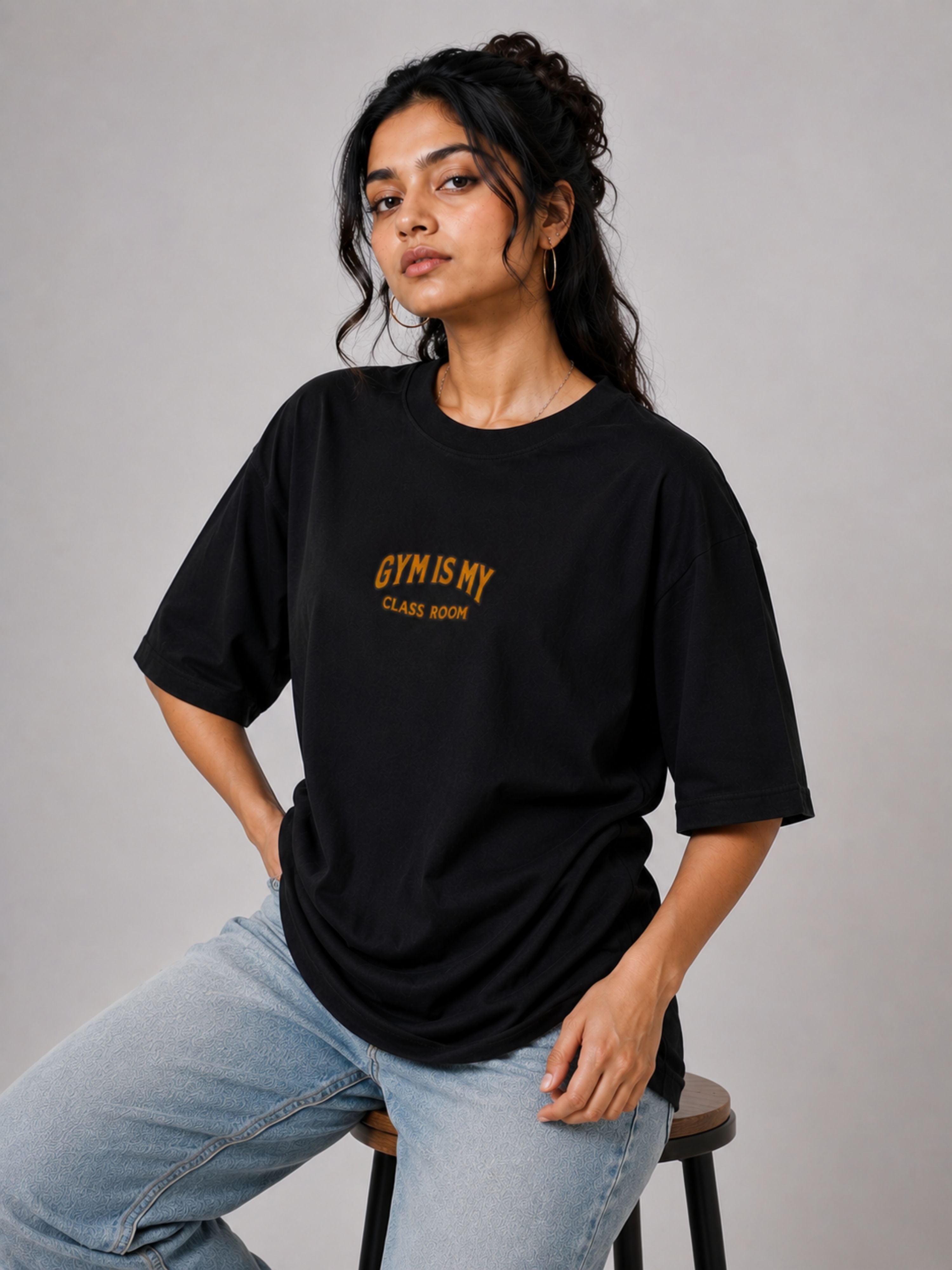 Oversized fit black Gym T-shirt For Women from Bandar Baant Collections with casual style